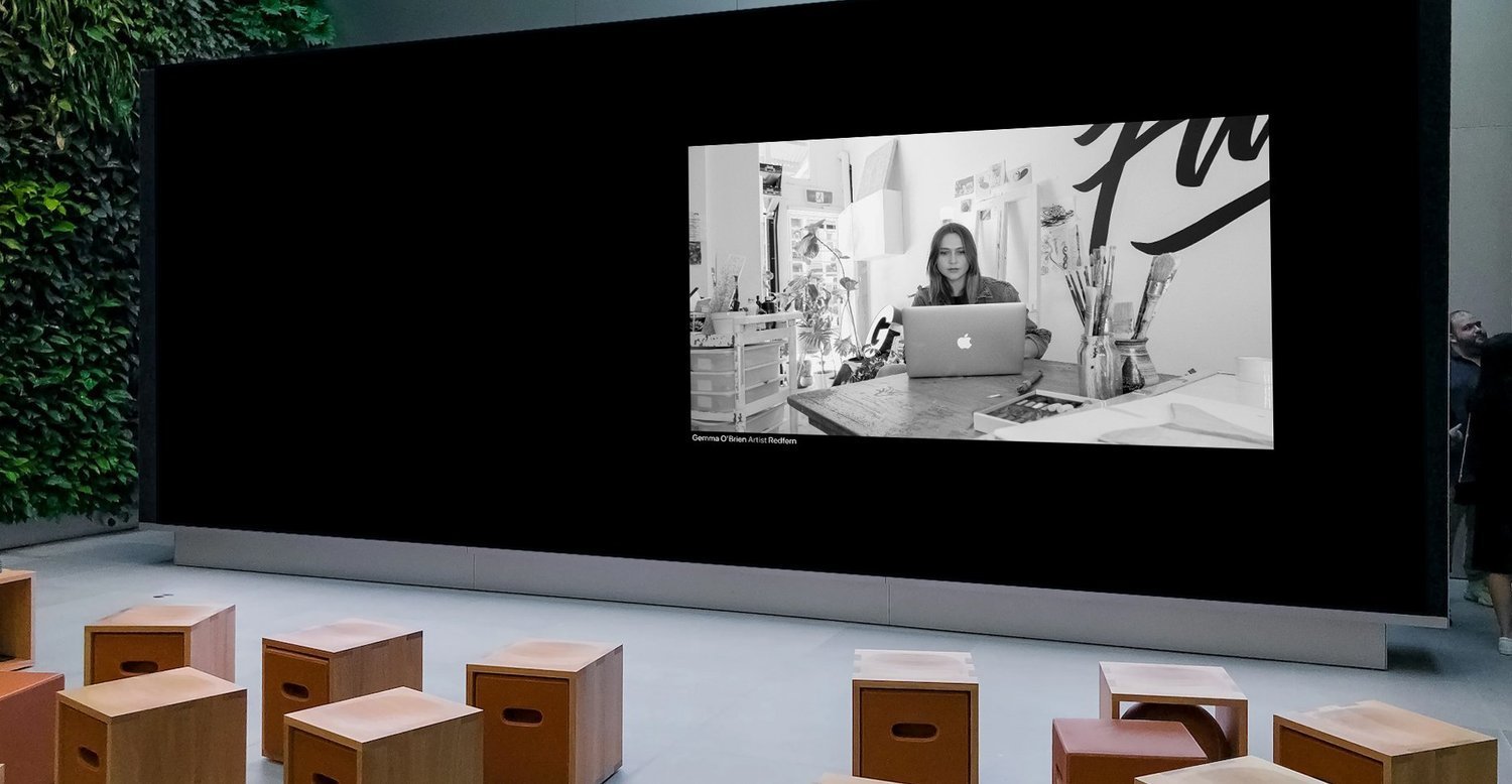 Behind the Mac, retail video wall